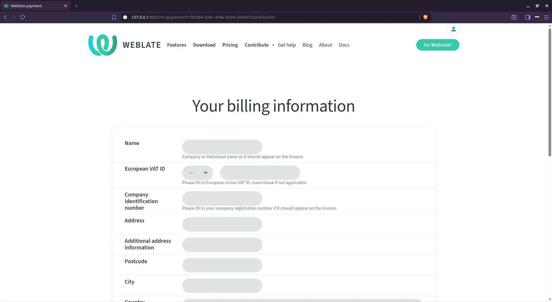Unauthenticated payment edit page